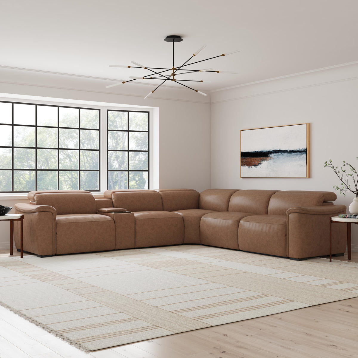 Camden by FLEXSTEEL - 6 PC Leather Power Reclining Sectional with