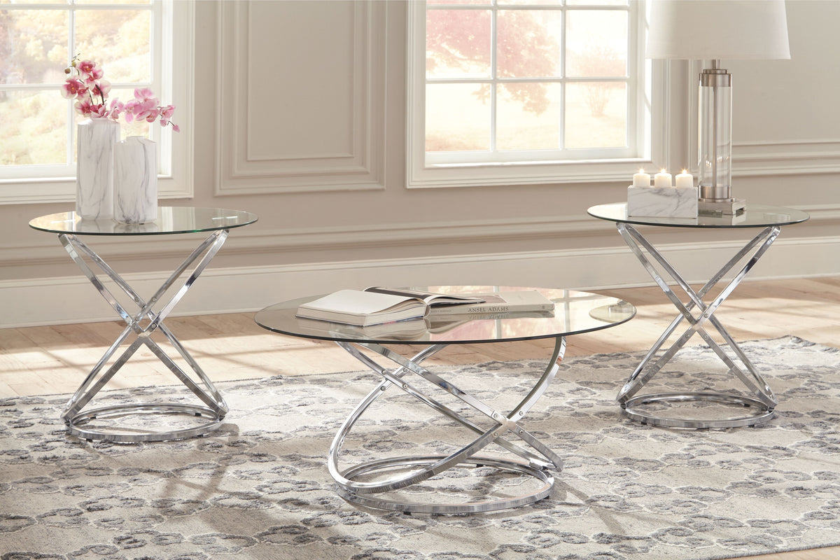 Hollynyx - Occasional Table Set (Set of 3) - Chrome Finish – Mega
