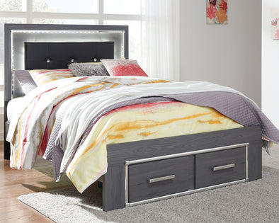 Lodanna - Gray - Panel Bed with Storage in a well lit room