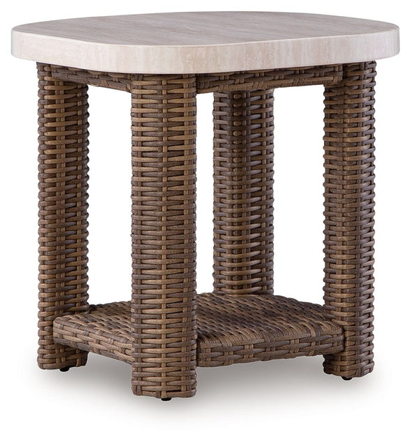 Dolan Creek - Square End Table - Beige / Brown