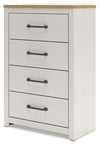 Linnocreek - White / Warm Brown - Four Drawer Chest