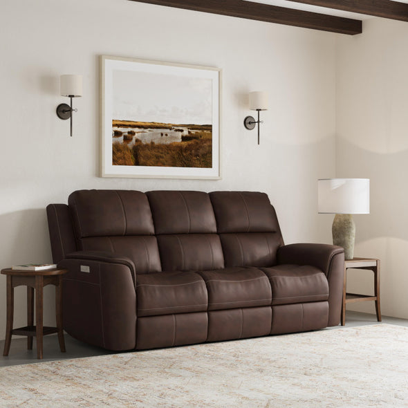 Henry by Flexsteel Leather Power Reclining Sofa with Power Headrests & Lumbar