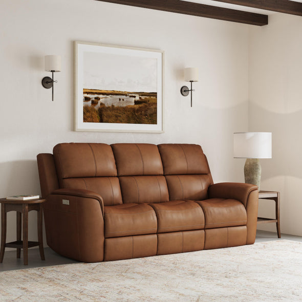 Henry by Flexsteel Leather Power Reclining Sofa with Power Headrests & Lumbar