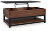 Kallari - Lift Top Cocktail Table - Warm Brown / Black