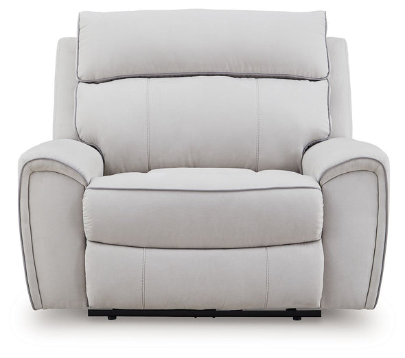 Social Pointe - Power Recliner / Adjustable Headrest - Pearl / Ash