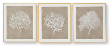 Hendridge - Wall Art Set (Set of 3) - Taupe / White