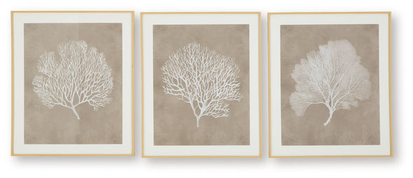 Hendridge - Wall Art Set (Set of 3) - Taupe / White