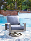 Half Moon Beach - Swivel Lounge With Cushion - Blue / Gray