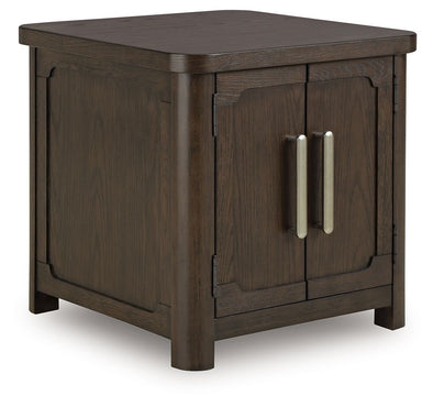Breckington - Rectangular 2-door End Table - Dark Brown
