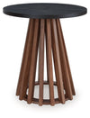 Kallari - Round End Table - Warm Brown / Black