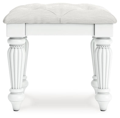 Kozlani - Vanity Upholstered Stool - White