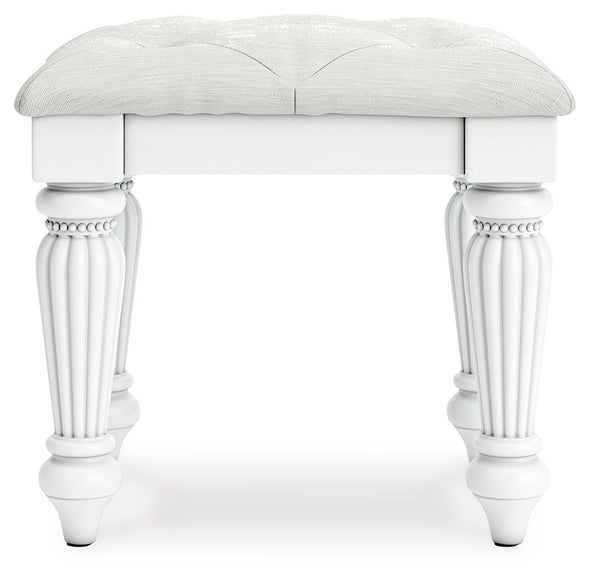 Kozlani - Vanity Upholstered Stool - White