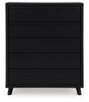 Danziar - Black - Five Drawer Wide Chest