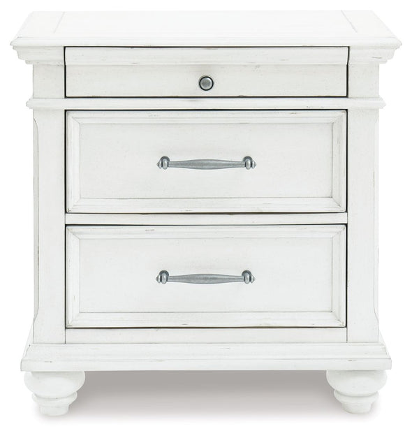 Kanwyn - Whitewash - Three Drawer Night Stand