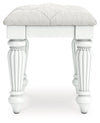 Kozlani - Vanity Upholstered Stool - White
