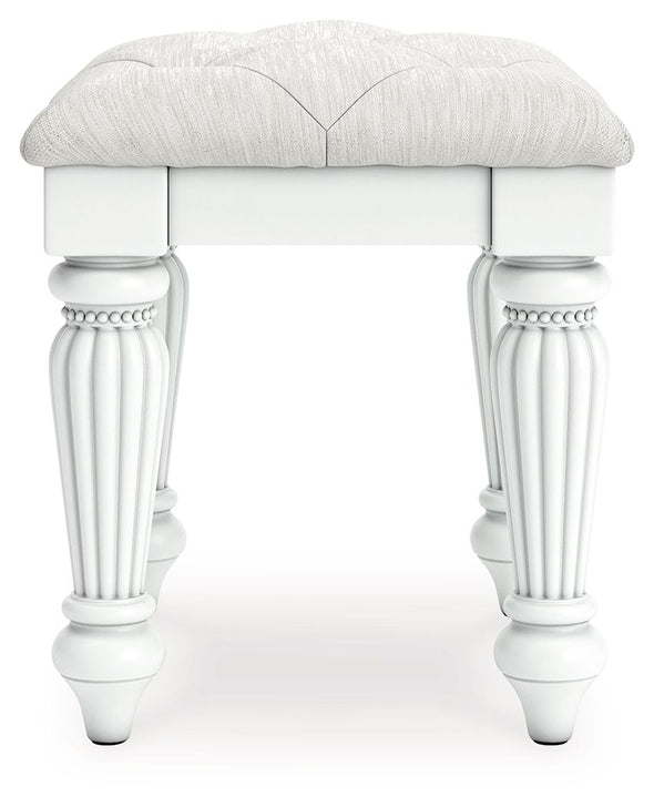 Kozlani - Vanity Upholstered Stool - White