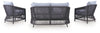 Bridges Beach - Loveseat, Lounge Chairs, Table Set (Set of 4) - Gray