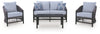 Bridges Beach - Loveseat, Lounge Chairs, Table Set (Set of 4) - Gray