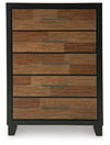 Kraeburn - Brown / Black - Five Drawer Chest