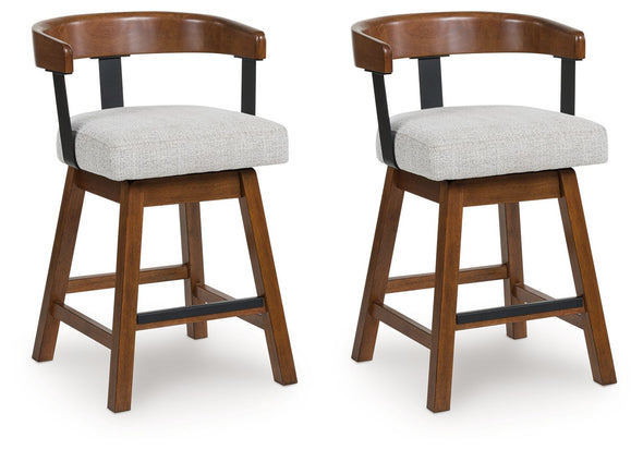 Ralene - Upholstered Swivel Barstool (Set of 2) - Medium Brown