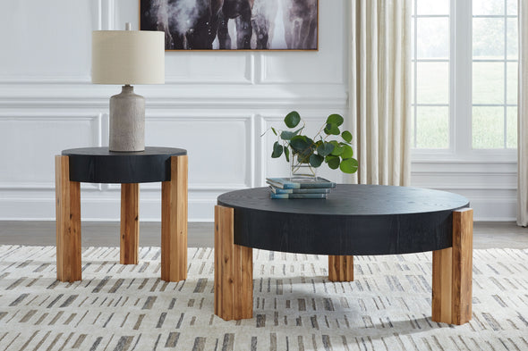 Breenmore - Black / Natural - Occasional Table Set (Set of 2)