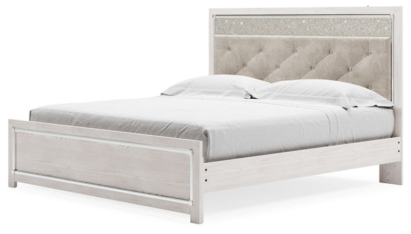 Altyra - King Panel Bed With Upholstered Headboard - White