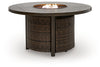 Monterey Point - Round Fire Pit Table - Dark Brown