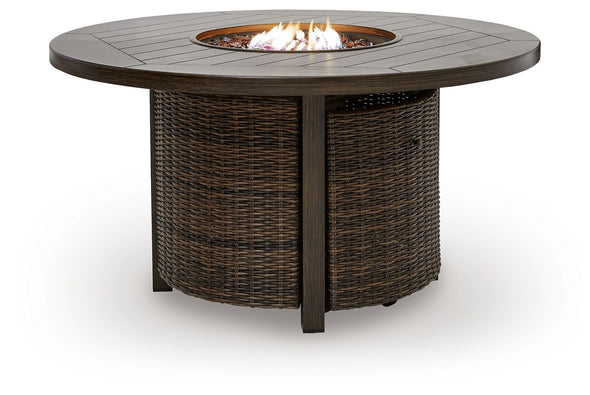 Monterey Point - Round Fire Pit Table - Dark Brown
