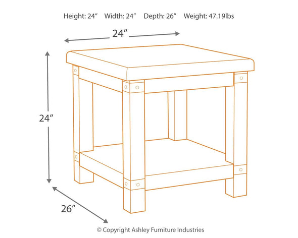 Carynhurst - White Wash Gray - Rectangular End Table