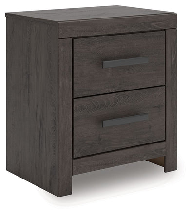 Prendonea - Two Drawer Night Stand - Charcoal