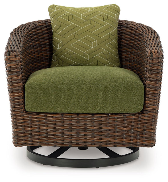 Horizon Hall - Swivel Lounge With Cushion - Brown / Green
