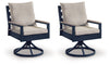 East Beach - Swivel Chair With Cushion (Set of 2) - Blue