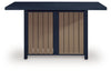East Beach - Rectangular Bar Table With Fire Pit - Blue