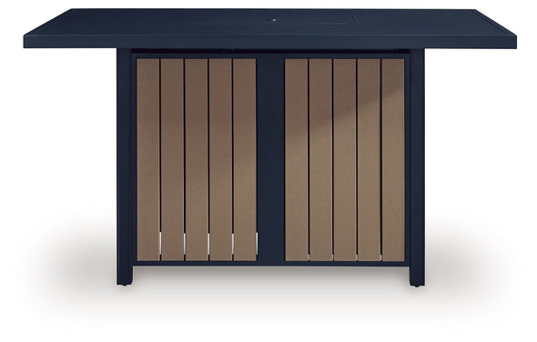 East Beach - Rectangular Bar Table With Fire Pit - Blue