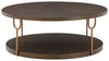 Brazburn - Dark Brown / Gold Finish - Round Cocktail Table