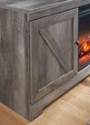 Wynnlow - Gray - Entertainment Center - TV Stand With Glass/Stone Fireplace Insert