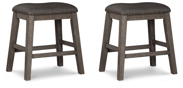 Caitbrook - Upholstered Stool (Set of 2) - Gray