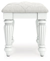 Kozlani - Vanity Upholstered Stool - White