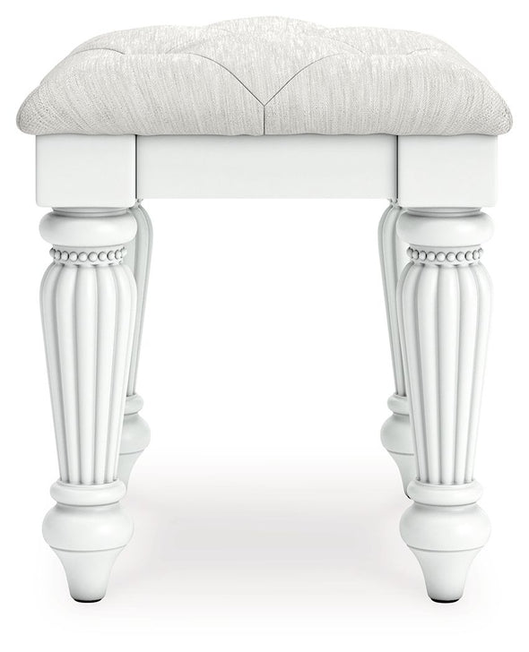 Kozlani - Vanity Upholstered Stool - White