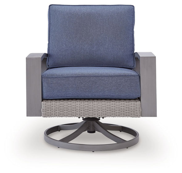 Half Moon Beach - Swivel Lounge With Cushion - Blue / Gray
