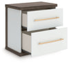 Kendanport - Two Drawer Night Stand - Brown / White