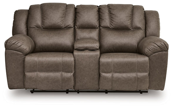 Lowilla - Double Reclining Loveseat With Console - Driftwood