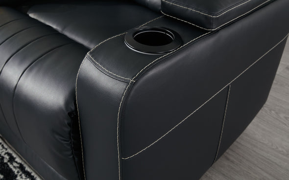 Center Point - Black - Rec Sofa W/Drop Down Table