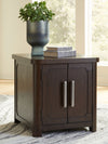 Breckington - Rectangular 2-door End Table - Dark Brown
