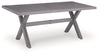 Half Moon Beach - Rectangular Dining Table With Umbrella Option - Gray