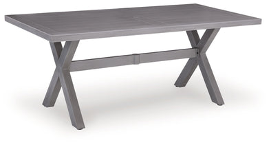 Half Moon Beach - Rectangular Dining Table With Umbrella Option - Gray