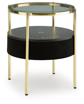 Nedman - Black / Gold Finish - Accent Table With Speaker