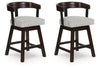 Haddigan - Upholstered Swivel Barstool (Set of 2) - Dark Brown