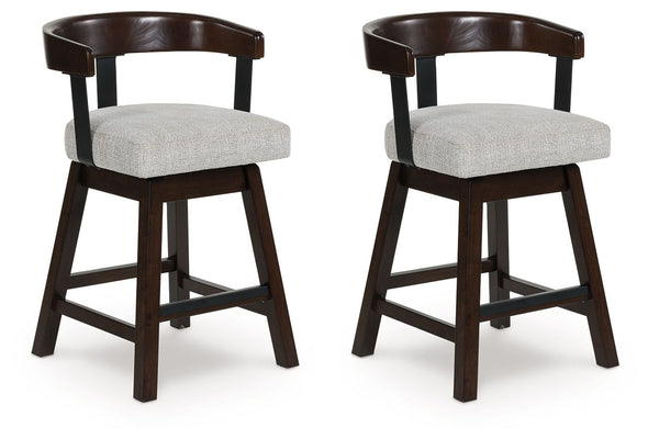 Haddigan - Upholstered Swivel Barstool (Set of 2) - Dark Brown