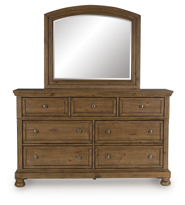 Feddinger - Dresser And Mirror - Medium Brown